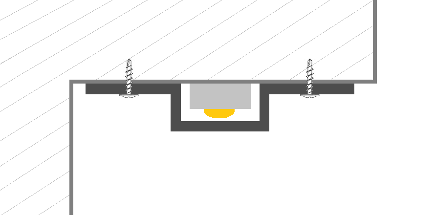 Fixation of a LED strip with plastic brackets